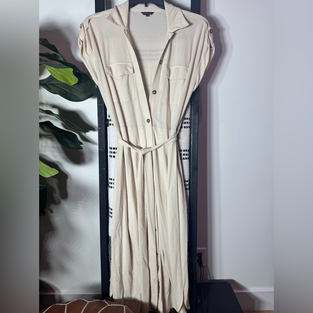 Massimo Dutti Cream Button-Down Dress